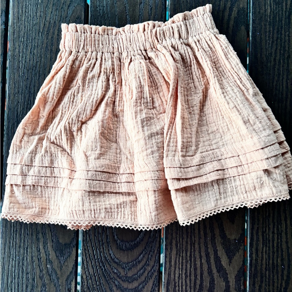 Rylee + Cru Peach Ruffled Skirt